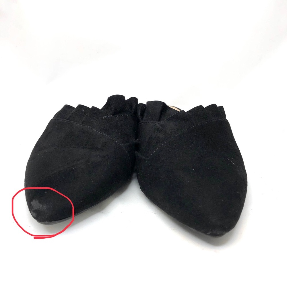 Primark black suede ruffle women’s flat size 7 - Picture 2 of 8